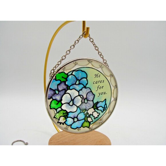 Stained Glass Suncatchers & Hanging Stand Set Floral Bird Religious World Market - Picture 7 of 12